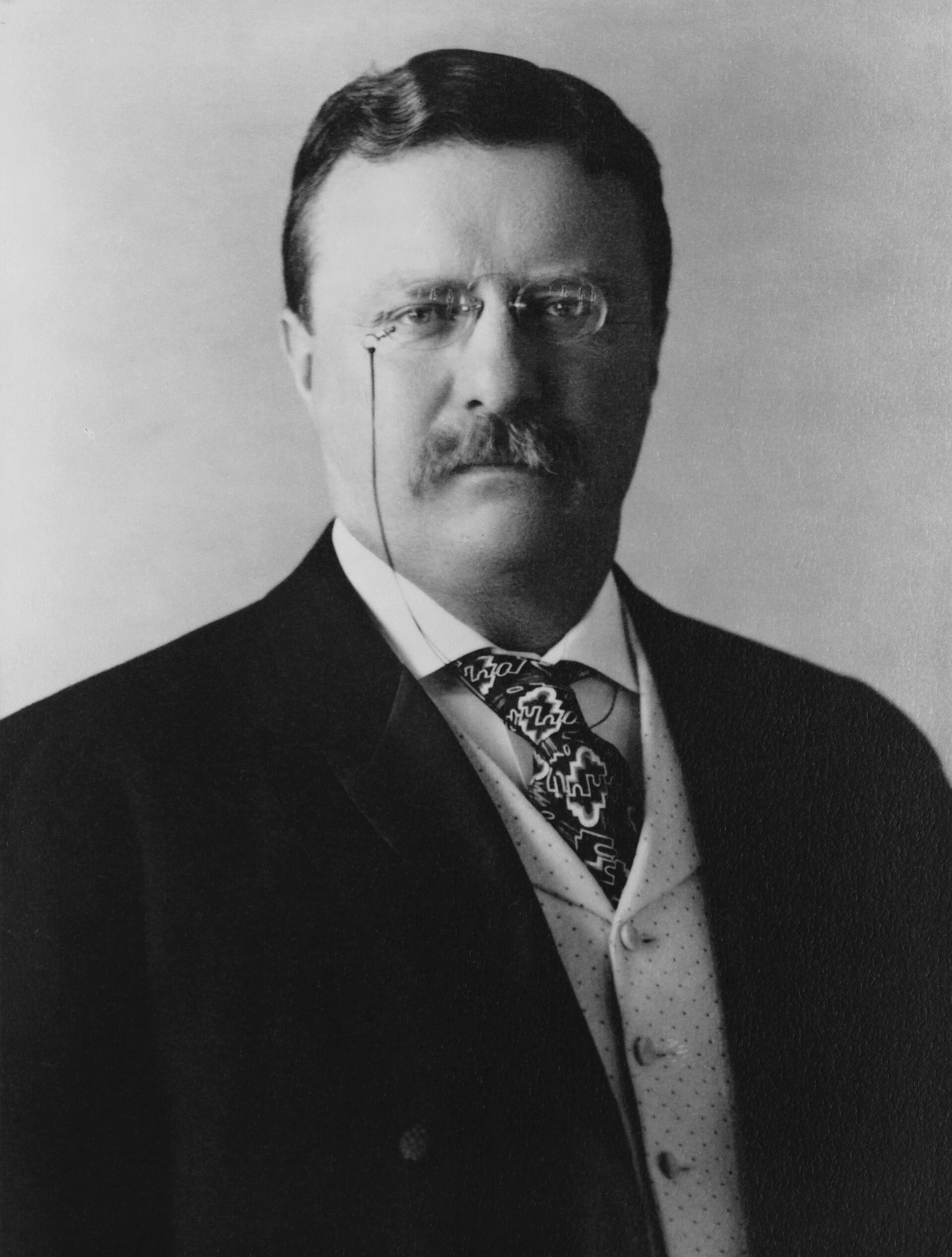 Retrato de Theodore Roosevelt, presidente dos Estados Unidos de 1901 a 1909.