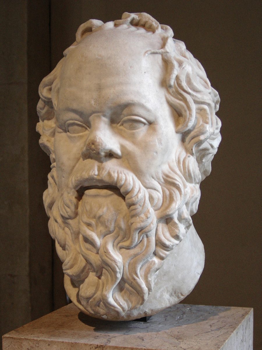 Busto de Sócrates em mármore, cópia romana no Museu do Louvre.
