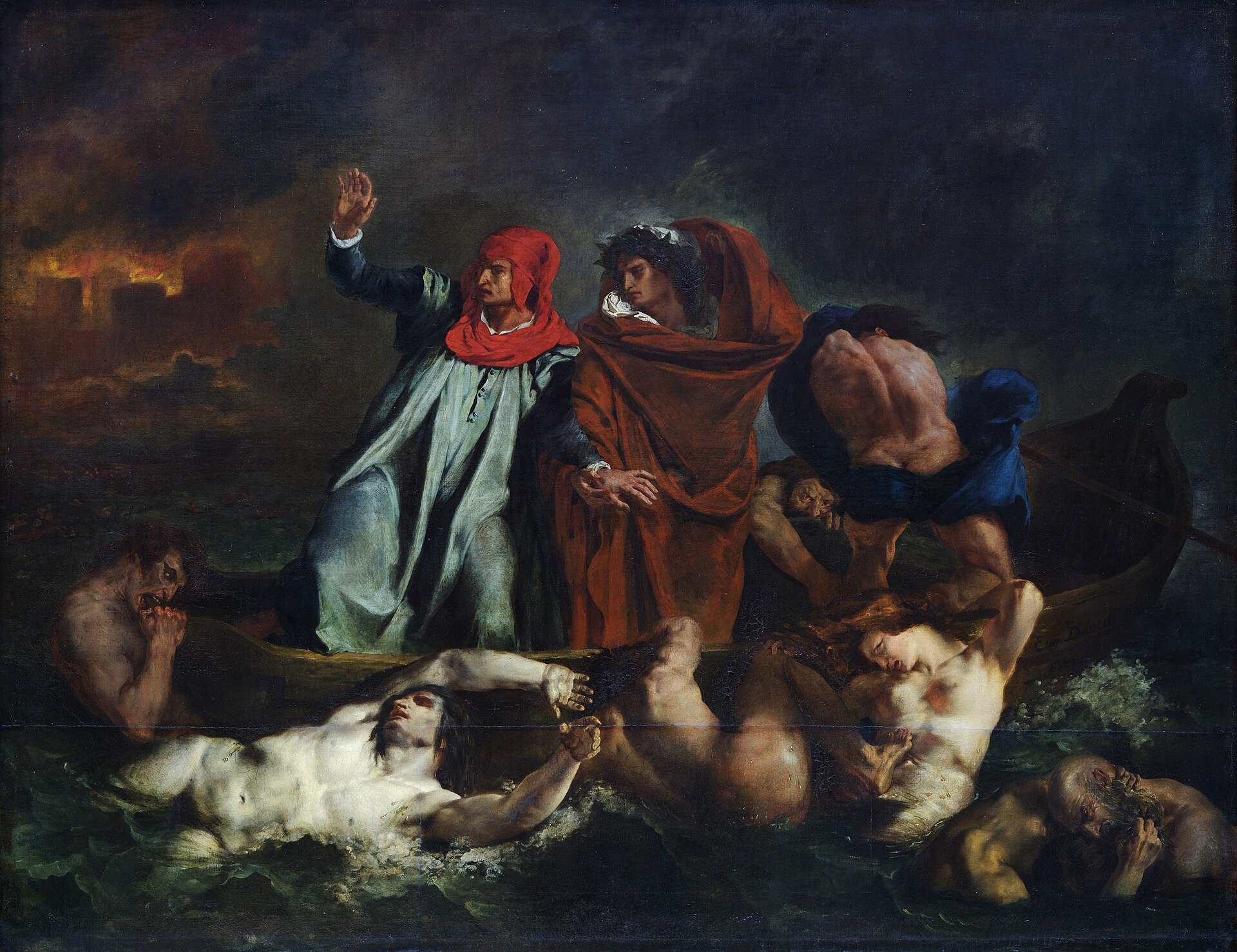 Dante e Virgílio, na barca do Inferno