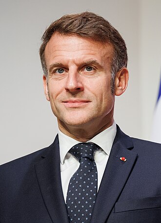 Retrato de Emmanuel Macron, presidente da França.