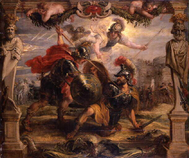 Aquiles abate Heitor, de Peter Paul Rubens — a Ilíada de Homero.