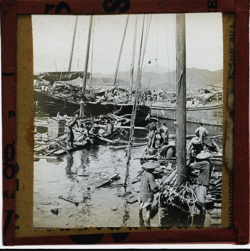 Fotografia histórica de Victoria Harbour em Hong Kong no início dos anos 1900.
