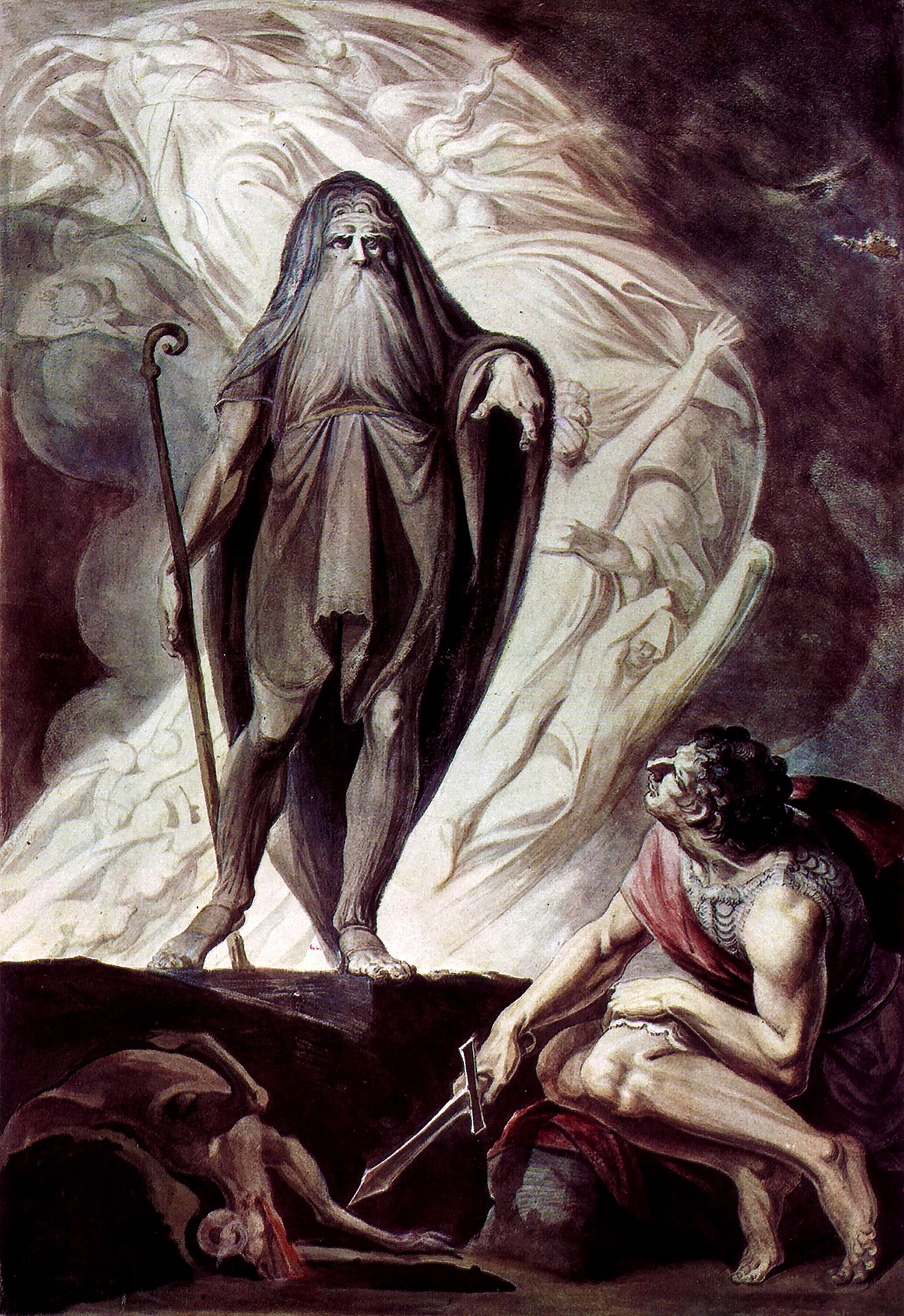 Tirésias aparece a Ulisses no Hades