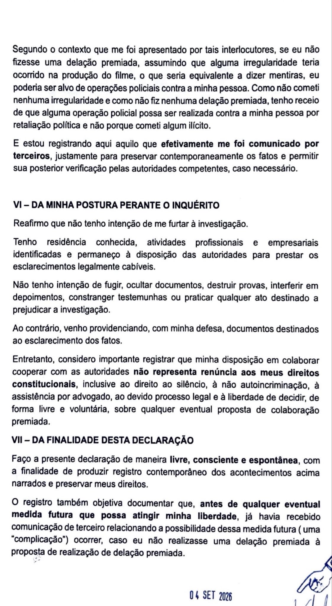 Página 3 da declaração