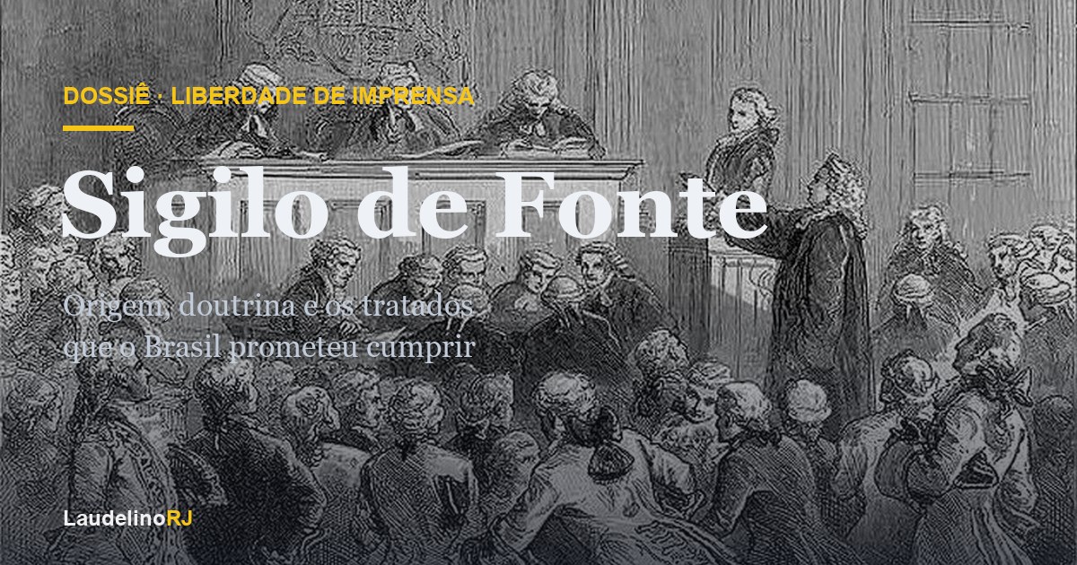 Sigilo de Fonte — capa com a gravura do julgamento de John Peter Zenger (1735).